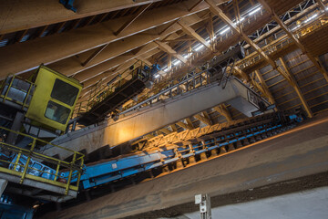 Potassium warehouse plant in the factory crazer crane reclaimer