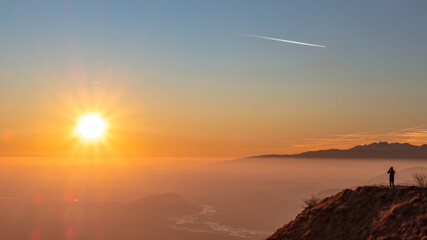 Winter sunset from an alpine peak of Friuli-Venezia Giulia