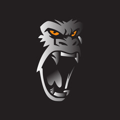Angry gorilla sillhoute logo vector © bimalkan