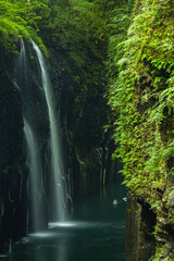 日本　宮崎県の高千穂峡、真名井の滝