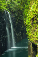 日本　宮崎県の高千穂峡、真名井の滝