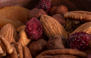 Mixed nuts and dry blueberry texture. Macro lens.
protein source. 