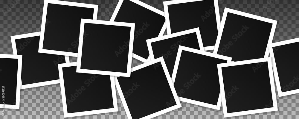 Sticker set of square vector photo frames.