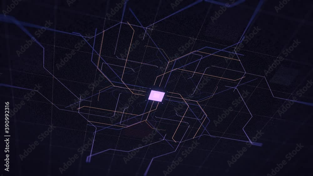 Poster process of automatically signal transmission on black background. animation. the movement and proces
