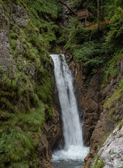 Fototapeta na wymiar Waterfall in canyon Wolfsklamm in Tyrol, Austria