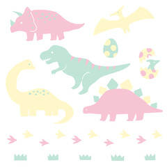 手書きのかわいい恐竜のイラスト モノクロ Wall Mural 峻 竹田