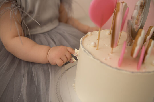 pink cake cute baby's birthday