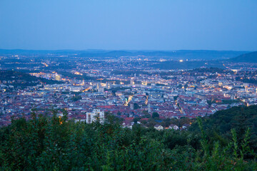 Fototapeta na wymiar Stuttgart city vom Birkenkopf Ausblick bei Nacht Sonnenuntergang