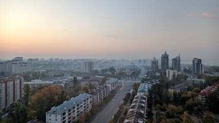 sunset over the city