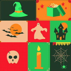 Set of vector Halloween Christmas icons elements
