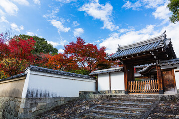 Fototapeta premium 日本 京都、大龍院の門と紅葉