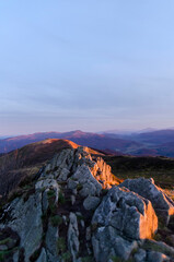 Obraz premium Bieszczady zachód słońca połonina Caryńska 