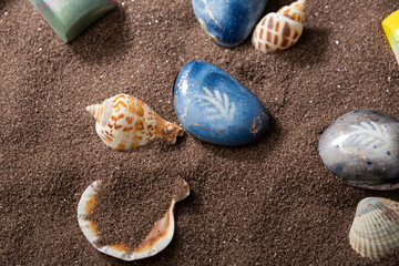 Chocolate candies and sea shells