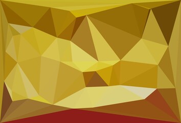 vivid yellow PVC plastic pipe on a red  background into futuristic unique cubist style triangular shapes pattern and design 