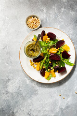 Winter salad with beets and orange slice