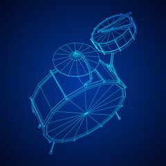 Musical instruments set. Rock band drum kit. Percussion musical instrument