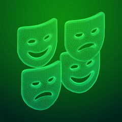 Theatrical masks tragedy and comedy character