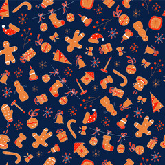Obraz premium Christmas, Ney Year Seamless abstract pattern, wrapping paper. 