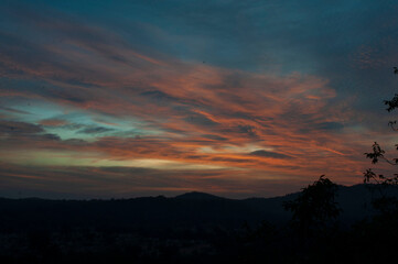 The light of the evening sky after the sunset silhouette