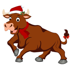 Festive bull on a white background. Vector illustration