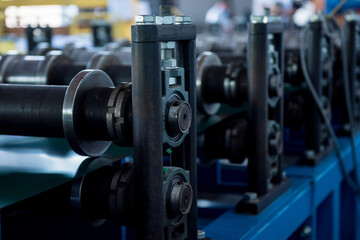 Fototapeta premium Metal sheet forming machine at the modern metalwork factory.