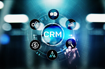 Fototapeta premium CRM - Customer relationship management automation system software. Business and technology concept.
