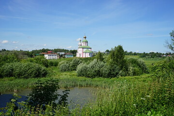 view of the Church of Elijah the Prophet in Suzdal. Summer. Russia