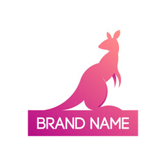 Kangaroo logo design. Animal vector design template. Logotype kangaroo design with gradient color. Animal symbol on white background.  Australia logo design.