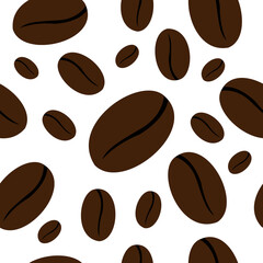 Coffee bean seamless pattern - brown and black