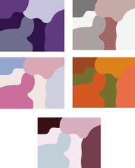 Set of different colored backgrounds. Abstraction - vector illustration. Colors: purple, gray, white, pink, blue, green, red, orange, beige. Textures and shapes are isolated