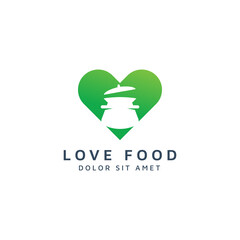 love food negative space logo design