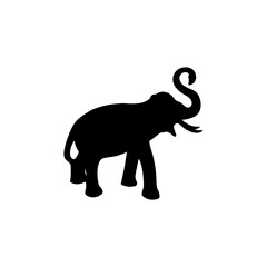 Elephant icon on white background. Silhouette vector in flat design. 