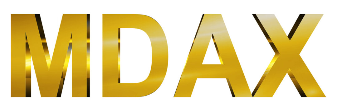 3D German MDax gold isolated on white