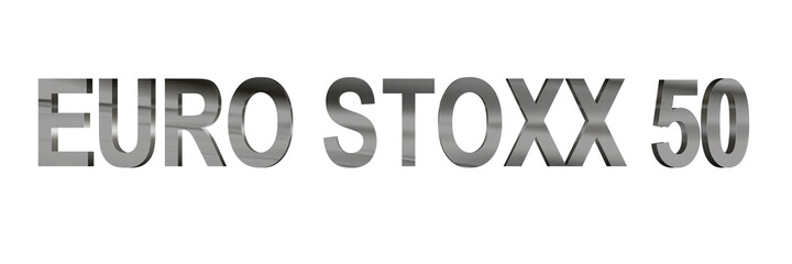3D Euro Stoxx 50 text chrome isolated on white