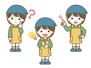 エプロンを着た男児の疑問と解決