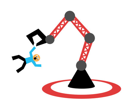 Person is expelled and excluded from central ring into marginal periphery. Suspension, elimination and disqualification of unwanted human and man. Vector illustration isolated on white.