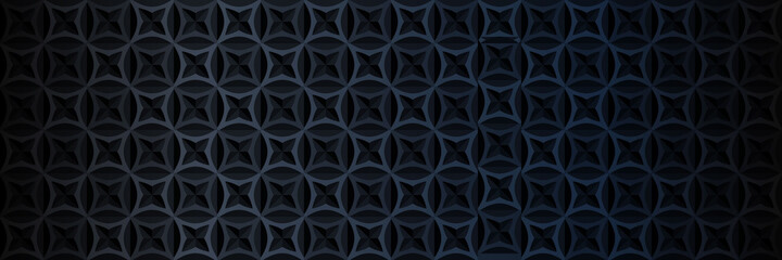 Fototapeta premium Dark black background abstract geometric pattern. Dark mode concept