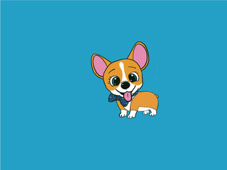 Picture of a corgi on a blue background