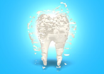 3d render Porous bone if don't have milk, Concept of strength derived from drink milk