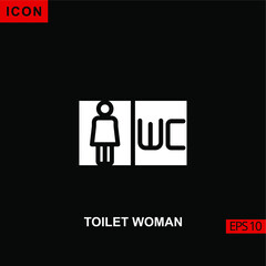 Icon Toilet woman. Flat, glyph or filled vector icon symbol sign collection for mobile concept and web apps design.