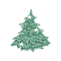 Single christmas tree clipart isolated on white background