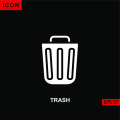 Icon trash. Flat, glyph or filled vector icon symbol sign collection for mobile concept and web apps design.