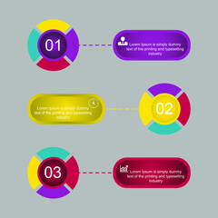 Business data visualization, infographics. Diagram of the process elements using graphics, diagrams, rectangles in three stages, numbers, options, parts. Business vector for presentation