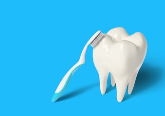 3d render toothbrush cleaning teeth