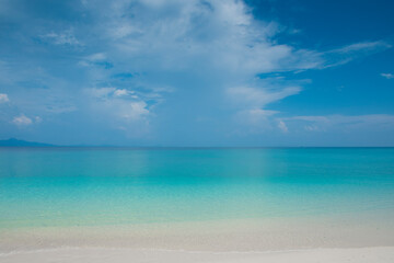 Blue sky and very clear sea for summer, beach, ocean background.