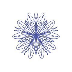 Elegant blue snowflake on white backgrund.