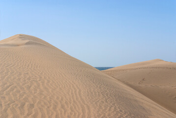 Fototapeta na wymiar Desert landscape in the dunes of Maspalomas, Gran Canaria, Canary Islands, Spain