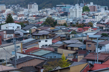 Fototapeta premium 冬の岐阜県高山市の住宅街の風景