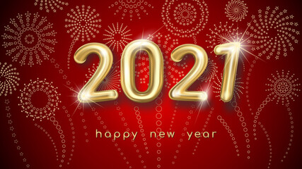 Happy New Year greetings in the form of golden glittering 2021 numbers
