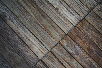 Brown tone diagonal old wood floor as background